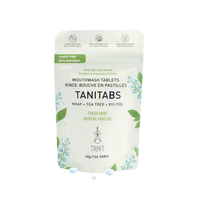 Mimro TANIT 124-tablet fresh mint mouthwash compostable refill package on a white background