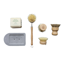 Mimro Plantish 5-piece cleaning set with soap dish kit, including brushes and scrubbers for kitchen and bathroom cleaning.
