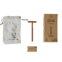 Mimro ZERO WASTE MVMT single blade safety razor with stainless steel handle and eco-friendly design on a white background.