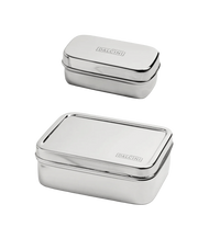 Stainless steel Dalcini 2-piece lunch set by mimro with food containers for lunch and food storage.