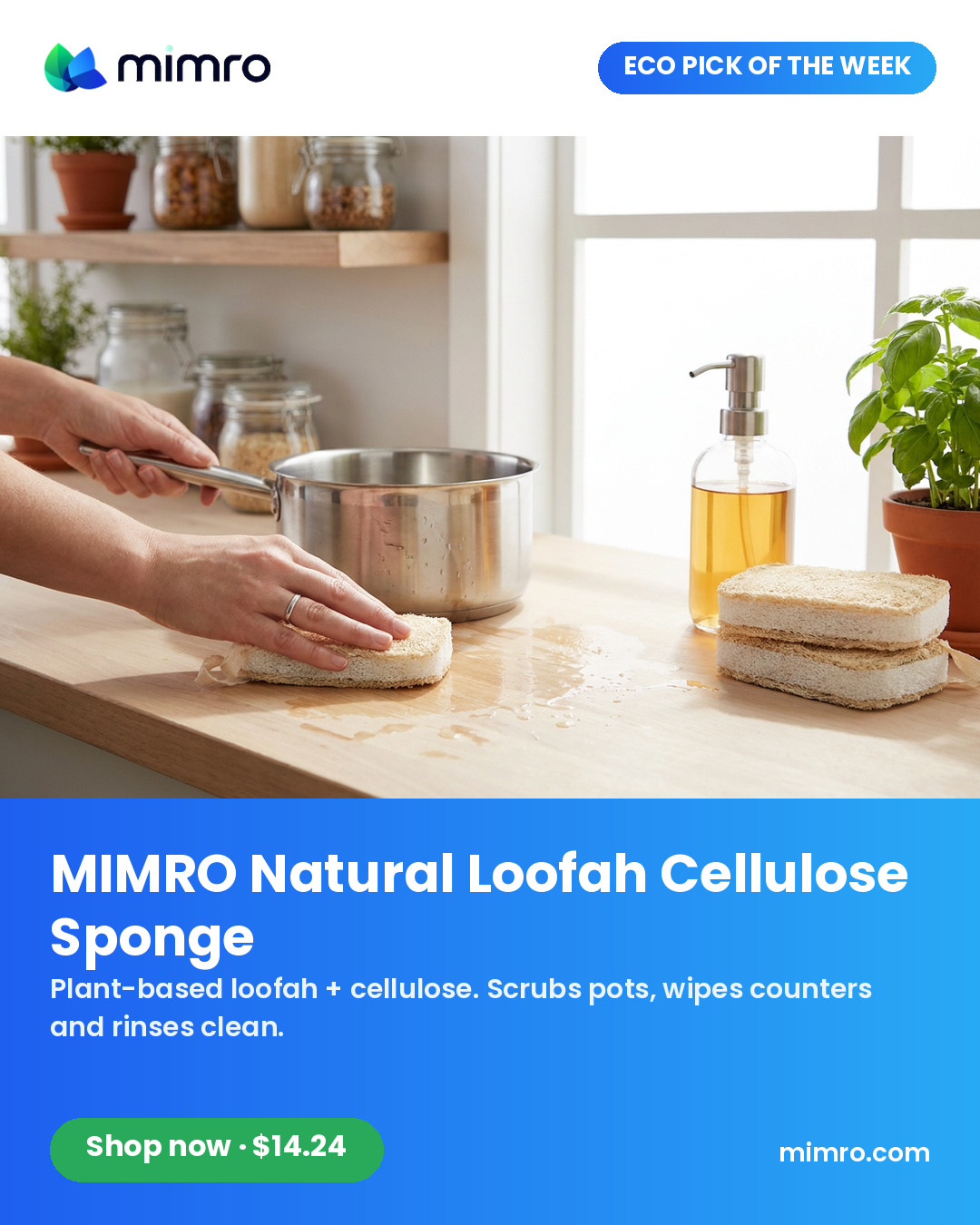 Eco Pick of the Week - MIMRO Natural Loofah Cellulose Sponge