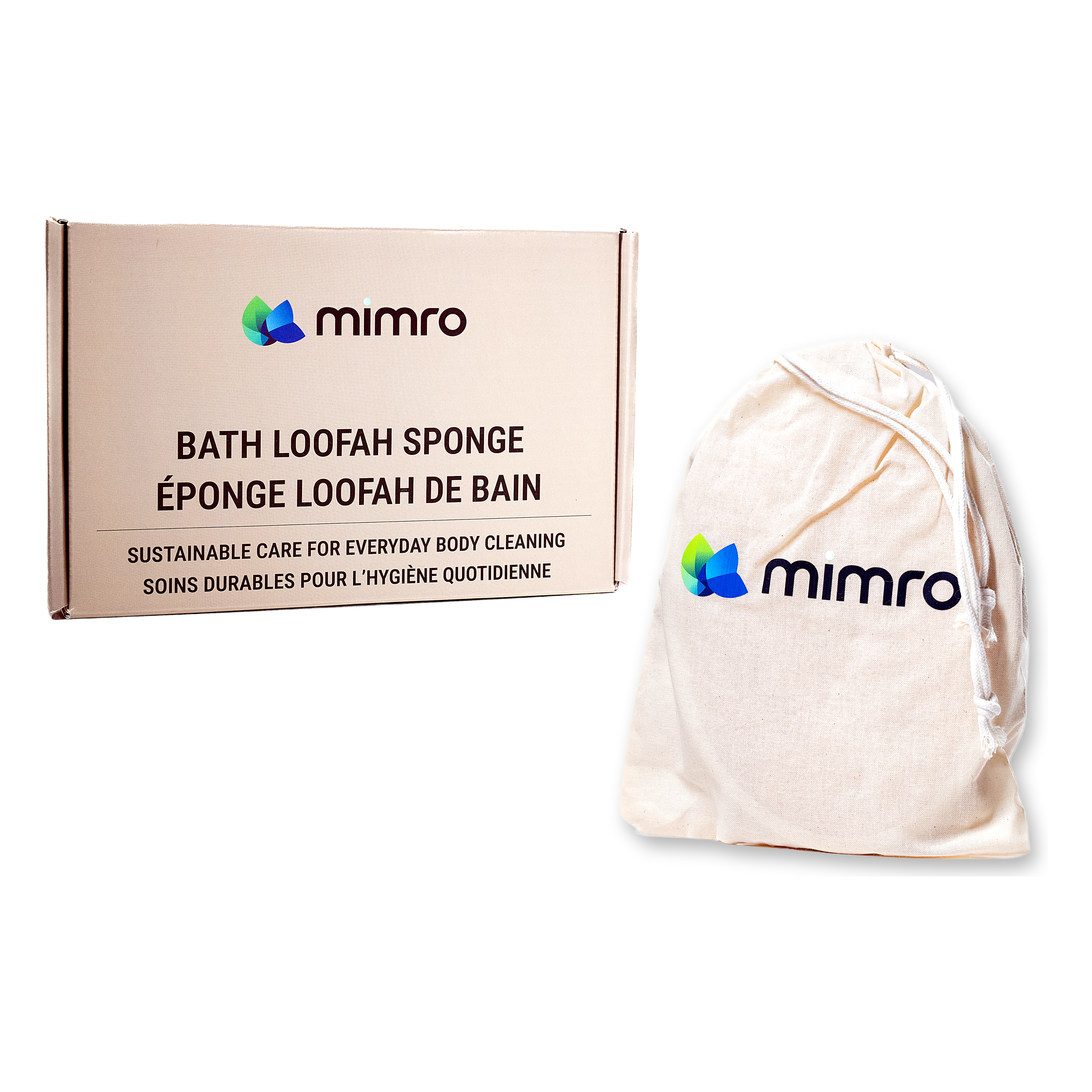 MIMRO Natural Loofah Bath Set with loofah soap-saver bag and exfoliating loofah bath pads
