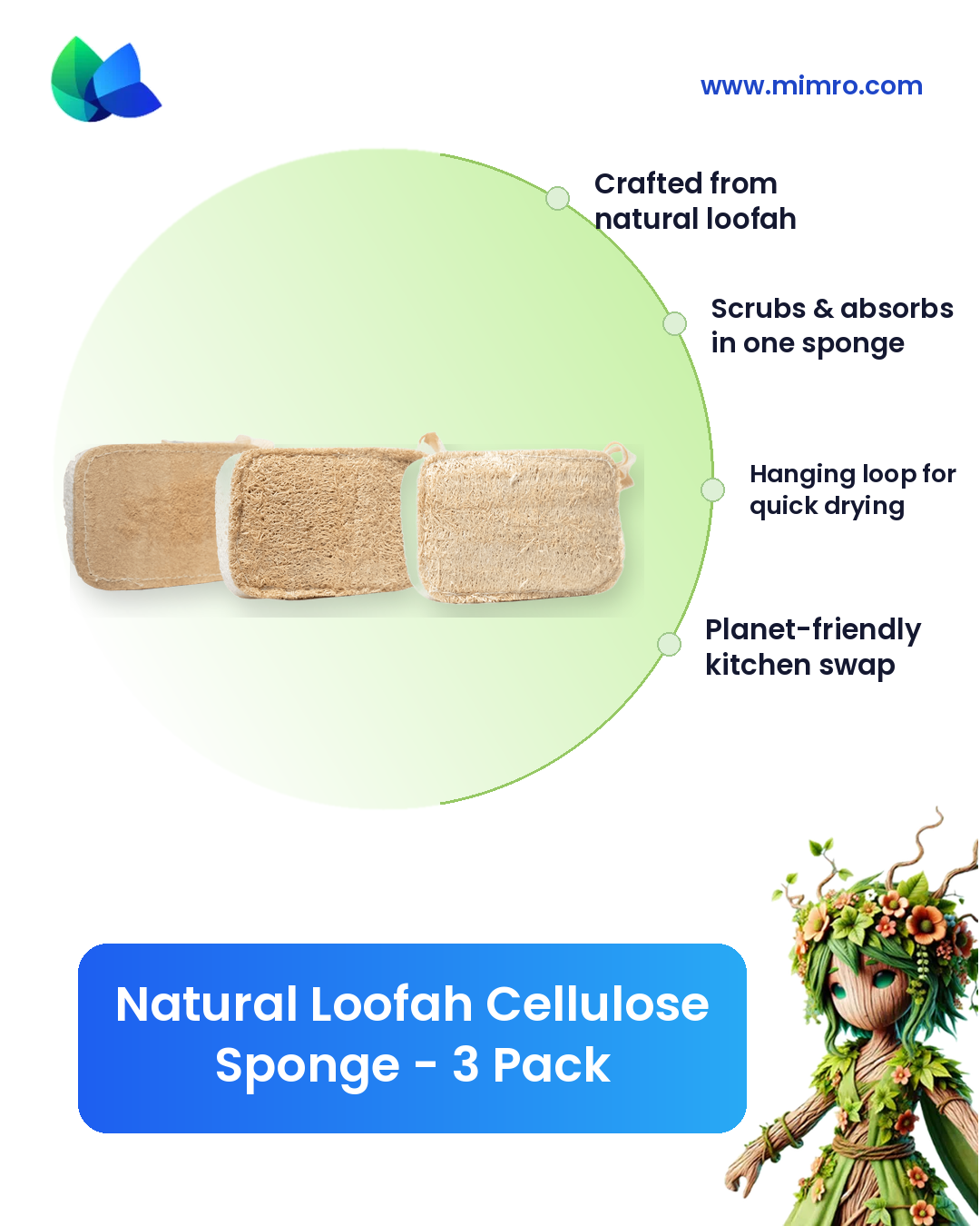 
                  
                    MIMRO Natural Loofah Cellulose Sponge features infographic
                  
                