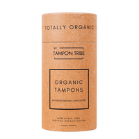 Mimro Tribe mixed organic tampons displayed in a retail tube, showcasing eco-friendly feminine hygiene products.