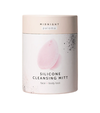 Mimro Midnight Paloma cleansing mitt in black, soft fabric with textured surface for gentle facial cleansing.